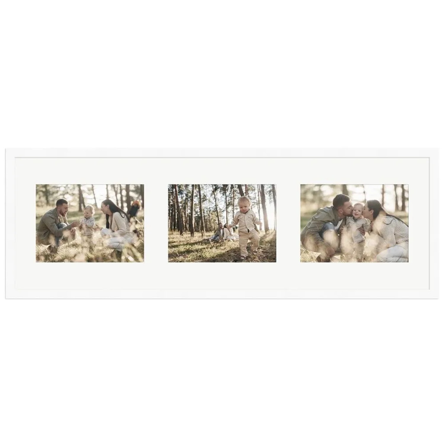 WANDStyle Galerierahmen G950 in Weiß Gemasert 23 x 70 cm für 3 Bilder im Format 13 x 18 cm