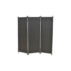 Grauer Merxx Paravent, 3-teilig, aus Stahl und Kunststoffgeflecht, 183x183 cm, für Garten & Terrasse.