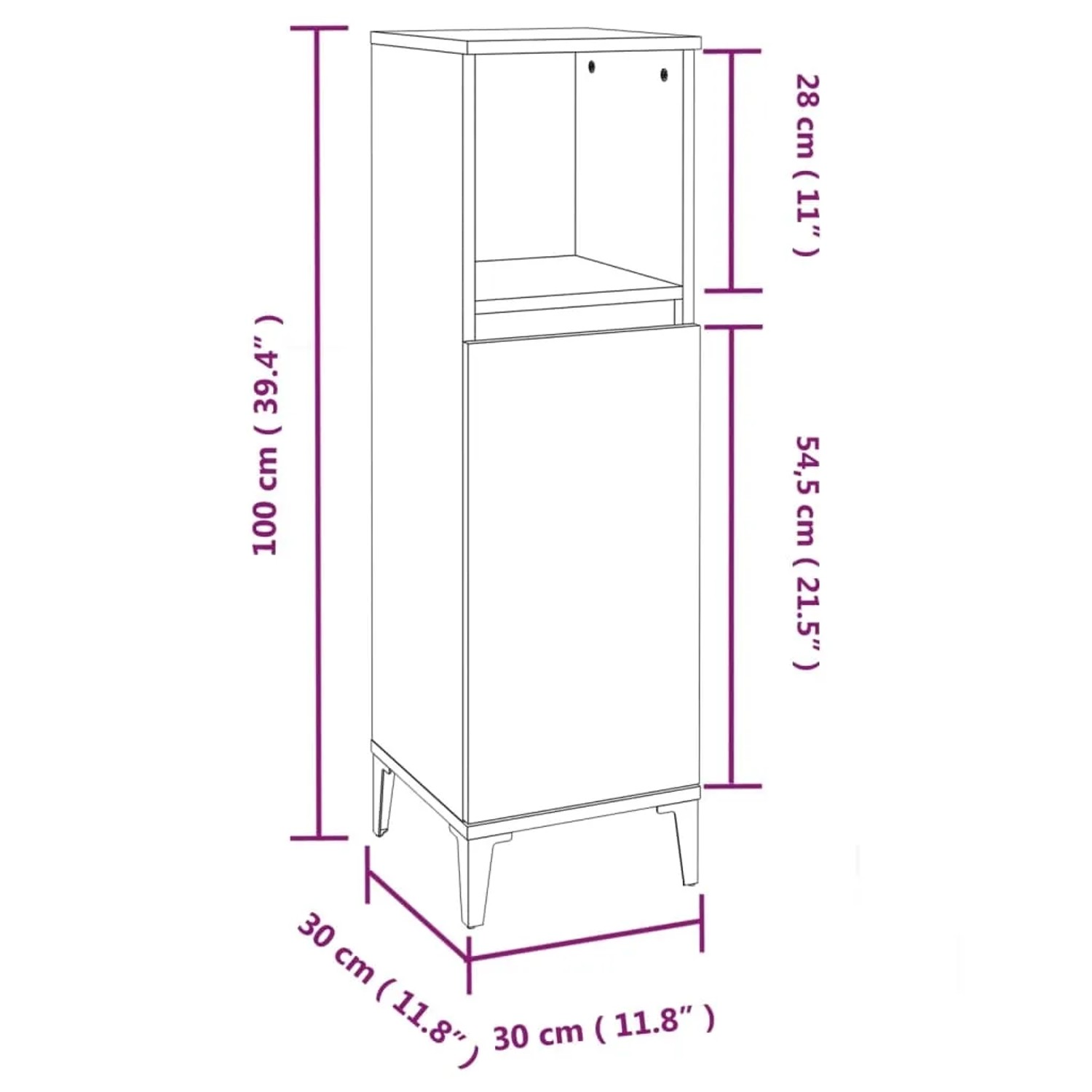 vidaXL Standschrank (S) Badmöbel-Set, grau Sonoma Holzwerkstoff, mit Maßen