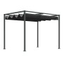 Schwarze Outsunny Pergola aus Metall mit Sonnendach für Garten & Terrasse.