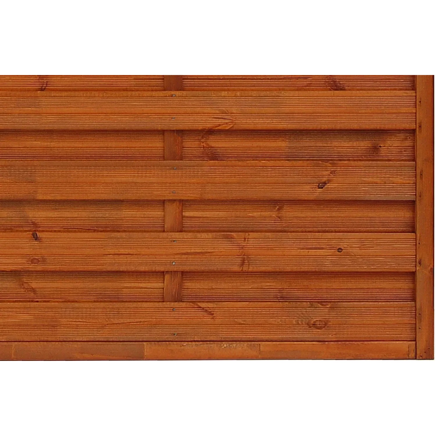 Sichtschutzzaun-Element Country, teakfarben lasiert, 180x180 cm, aus Holz.