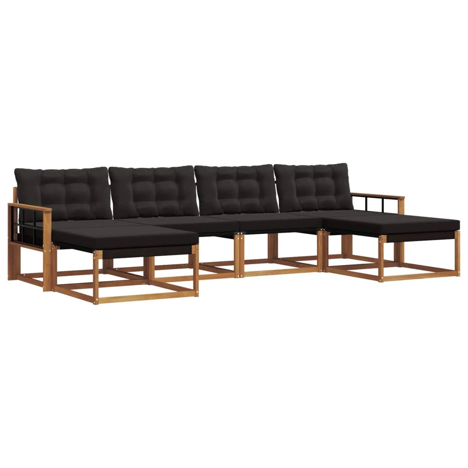 vidaXL Outdoor-Sofagarnitur mit Kissen 6-Tlg Natur und Schwarz 3369727
