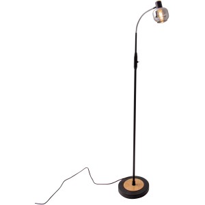 Näve Stehleuchte Fumoso, 148 cm, Glas, schwarz/natur, Design-Stehlampe für Wohnräume.
