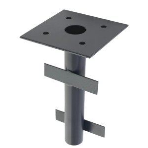 Dunkelgraue MCW Bodenhülse aus pulverbeschichtetem Metall mit quadratischer Platte und Ankerflügeln für Sonnenschirme Ø 49mm.