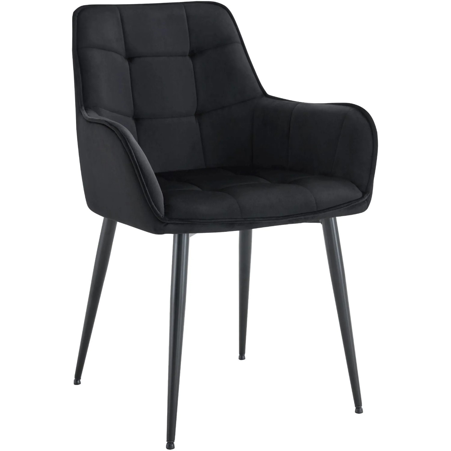 DELUKE Esszimmerstuhl BOKEL Samt Schwarz 58x62x86cm Essstühle Esszimmerstühle Küchenstühle Wohnzimmerstühle