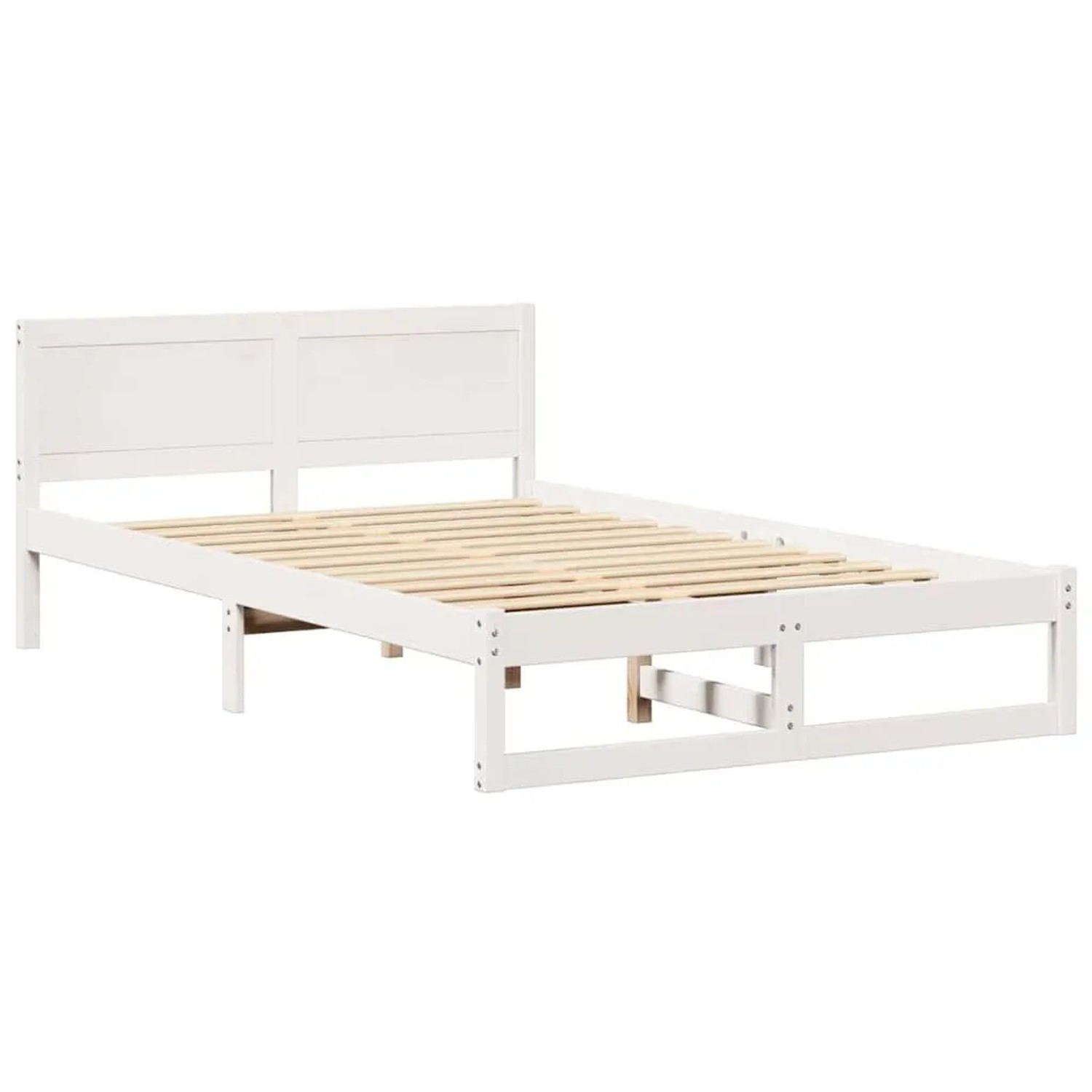 vidaXL Bettrahmen mit Kopfteil Weiß 135 x 190 cm Massives Kiefernholz 873281
