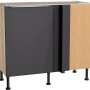 Optifit Eckunterschrank Linus984 in Anthrazit/Wildeiche, 100/65x87x58,4 cm. Küchen Eckschrank mit Tür und Einlegeboden.