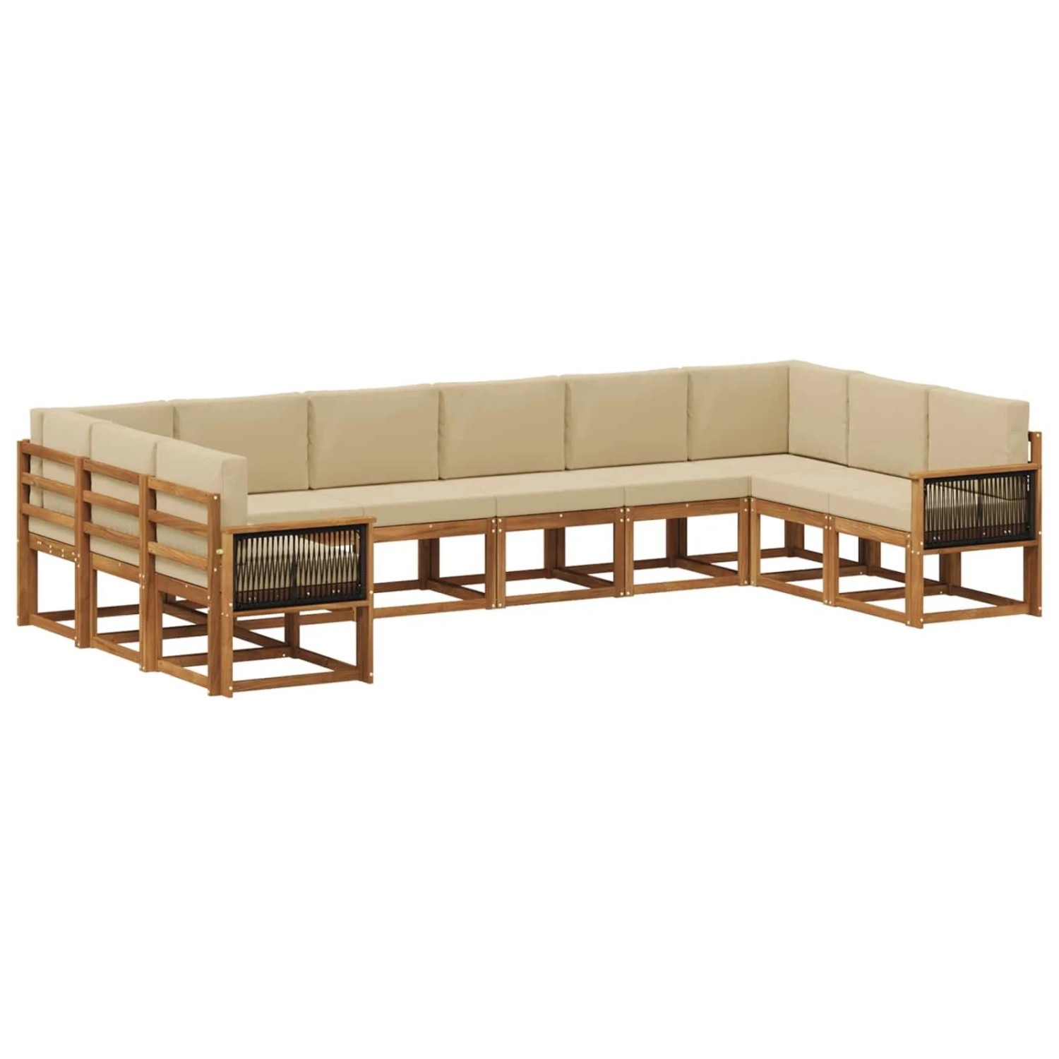 vidaXL Outdoor-Sofagarnitur 10 Stk Natur und Beige Massivholz Akazie 3385574