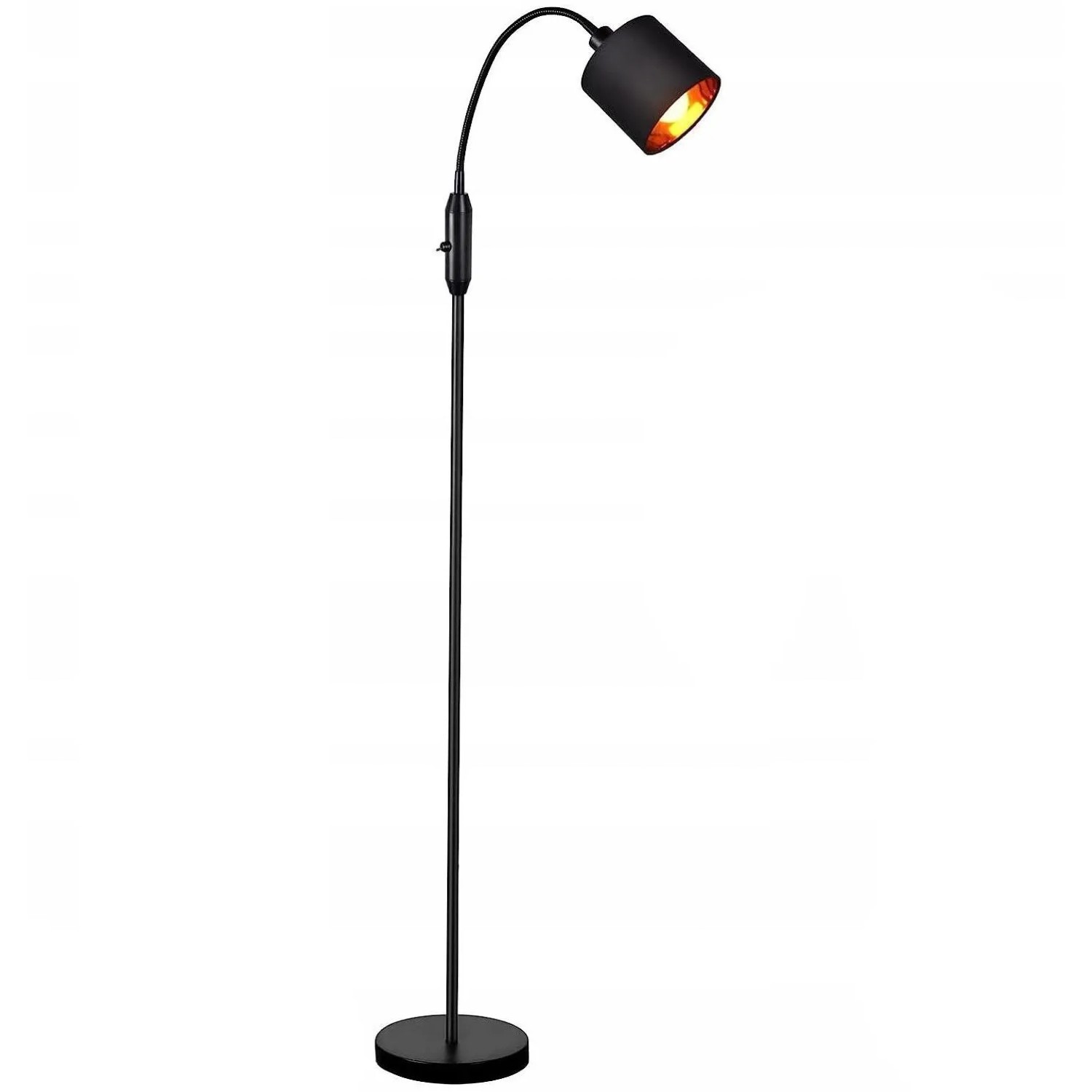 NETTLIFE Schwarze Vintage-stehlampe Fürs Wohnzimmer Moderner Stoffschirm 360° Schwenkbarer Bogen E14-wippschalter Ohne Leuchtmittel