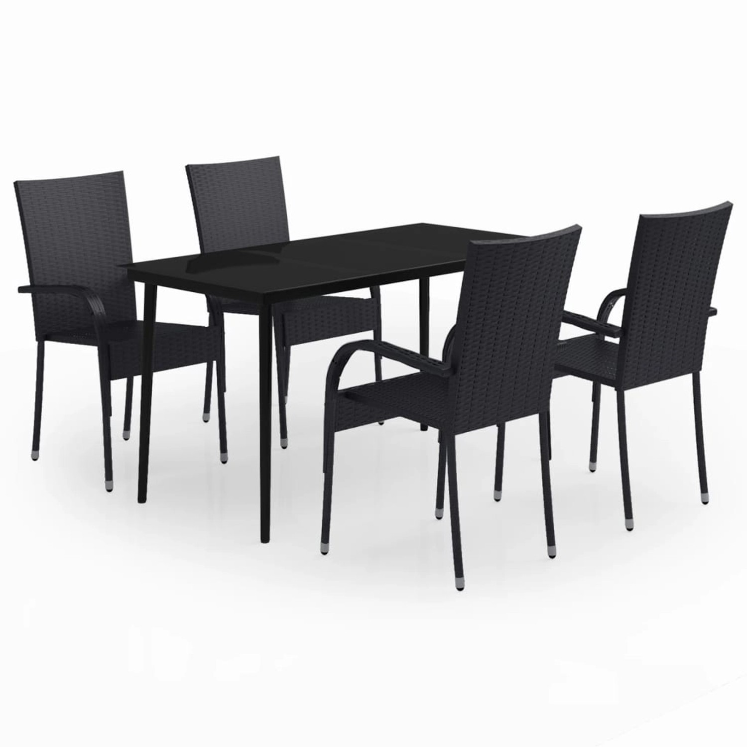 vidaXL 5-Tlg Garten-Essgruppe Schwarz 3099397