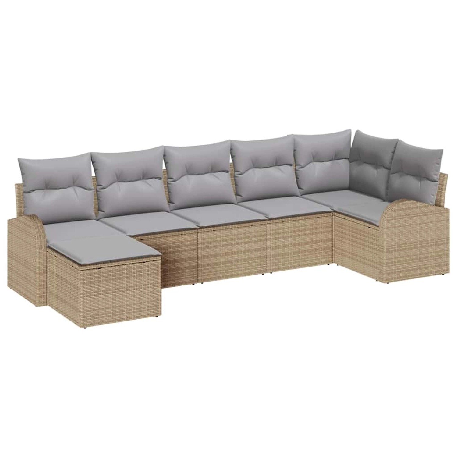 vidaXL Garten-Sofa-Set mit Kissen 7-Tlg Beige Poly Rattan 3346130 günstig online kaufen