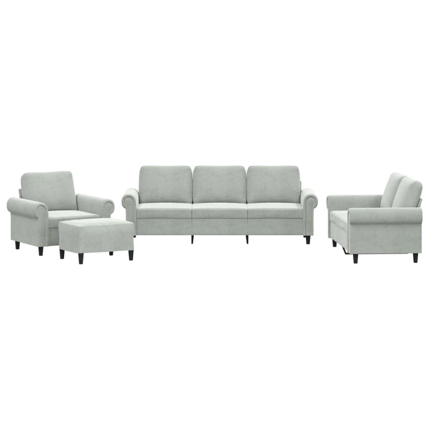 vidaXL 4-Tlg Sofagarnitur mit Kissen Hellgrau Samt 3202180 günstig online kaufen