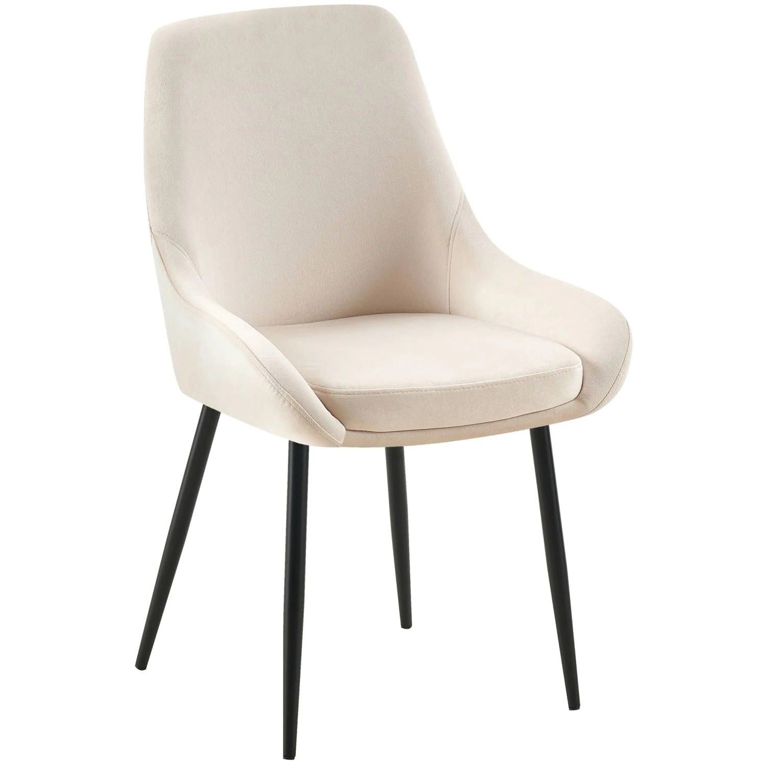 DELUKE Esszimmerstuhl PUNAR Samt Creme 50x53x86cm Schwarz Essstühle Esszimmerstühle Küchenstühle Wohnzimmerstühle