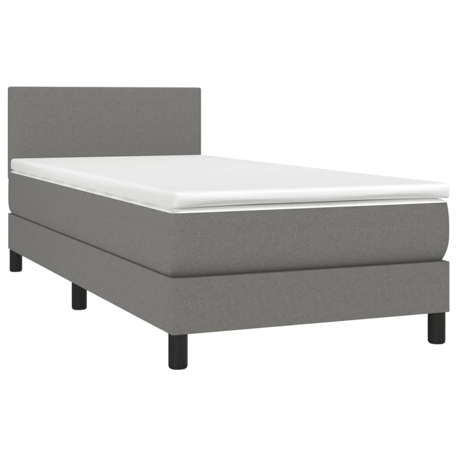 vidaXL Boxspringbett mit Matratze & LED Dunkelgrau 90x190 cm Stoff 3132958 günstig online kaufen