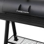 Detailaufnahme des schwarzen tepro Smoker Milwaukee Holzkohlegrills mit Ablagefläche.