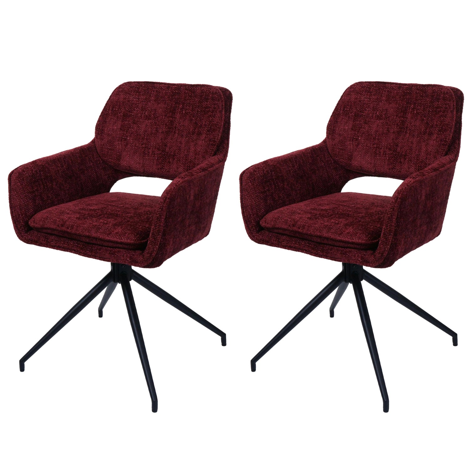 MCW Esszimmerstuhl N74 2er-Set Stoff Chenille 490g/m² Bordeaux günstig online kaufen