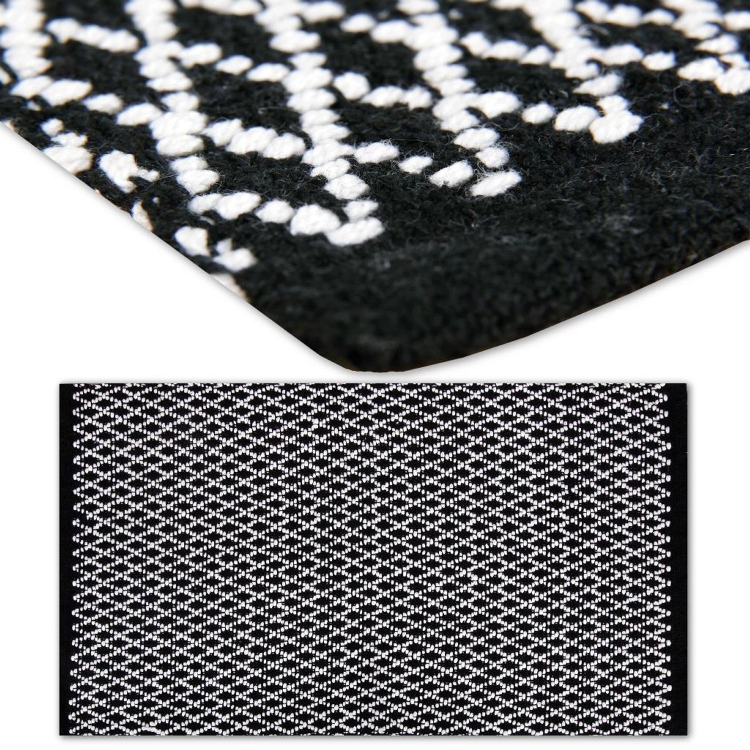 ProHome Teppich Black & White, 60x90 cm, Modell Hash, Fußmatte mit grafischem Muster.