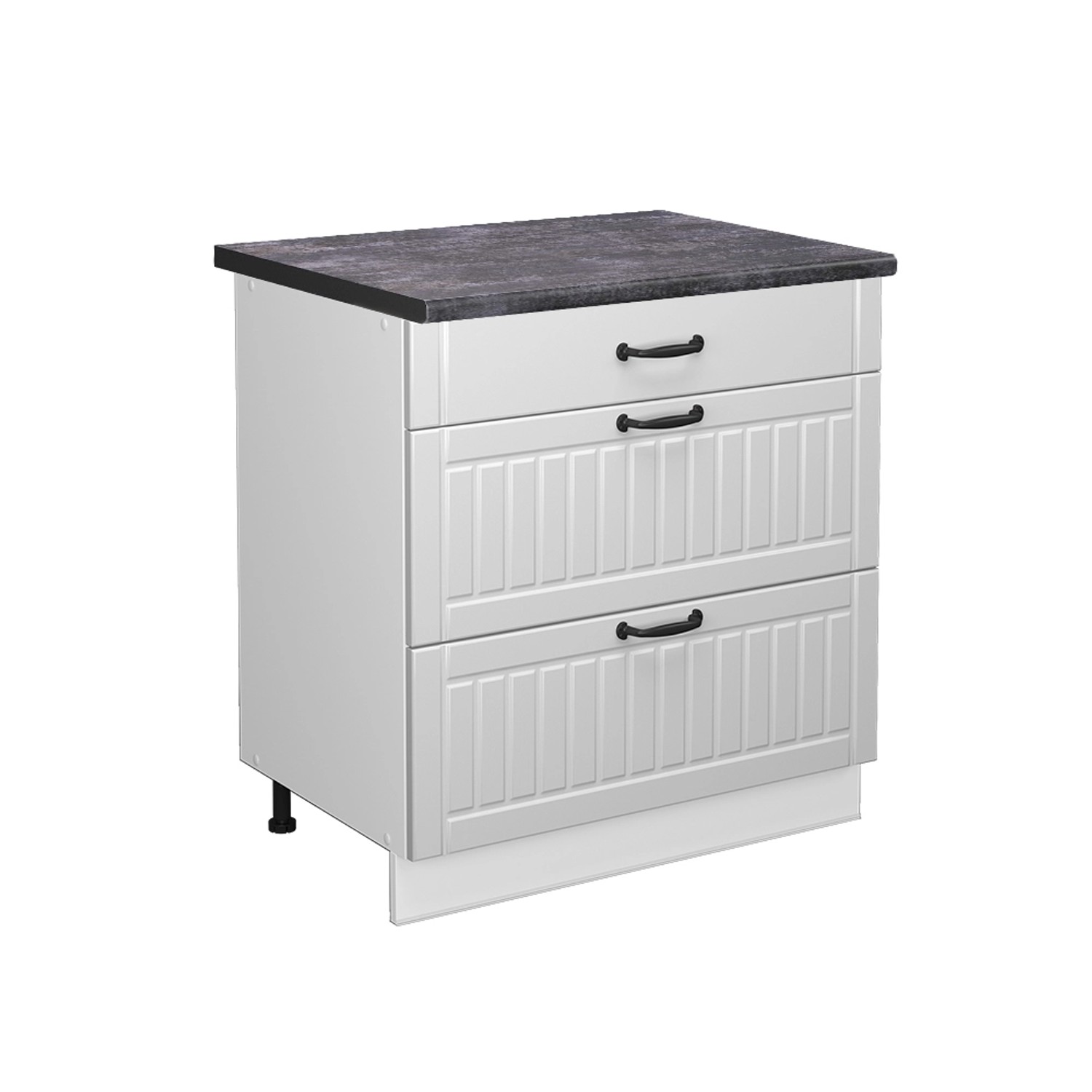 Vicco Küchenunterschrank Fame-Line Weiß Landhaus/Weiß 80 cm mit 3 Schublade günstig online kaufen