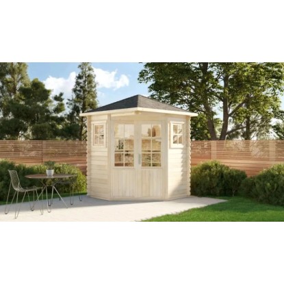 Alpholz Sunny-A Holz-Gartenhaus Natur Spitzdach Unbehandelt 225 cm x 200 cm