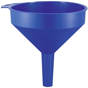 Blauer LUX Trichter, Ø 115 mm, für tropffreies Umfüllen von Flüssigkeiten im Auto.