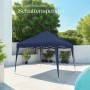 Blauer, wasserabweisender Faltpavillon Linosa 3x3 m von Tectake im Garten.