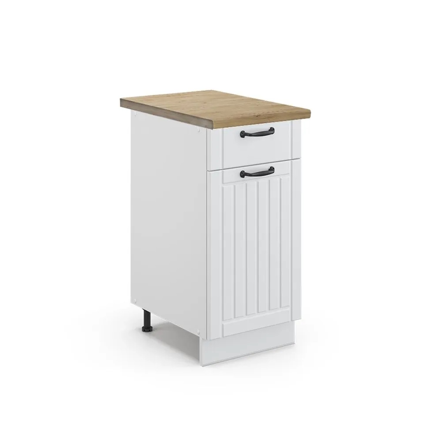 Vicco Küchenunterschrank Fame-Line Weiß Landhaus Weiß 40 cm AP Eiche