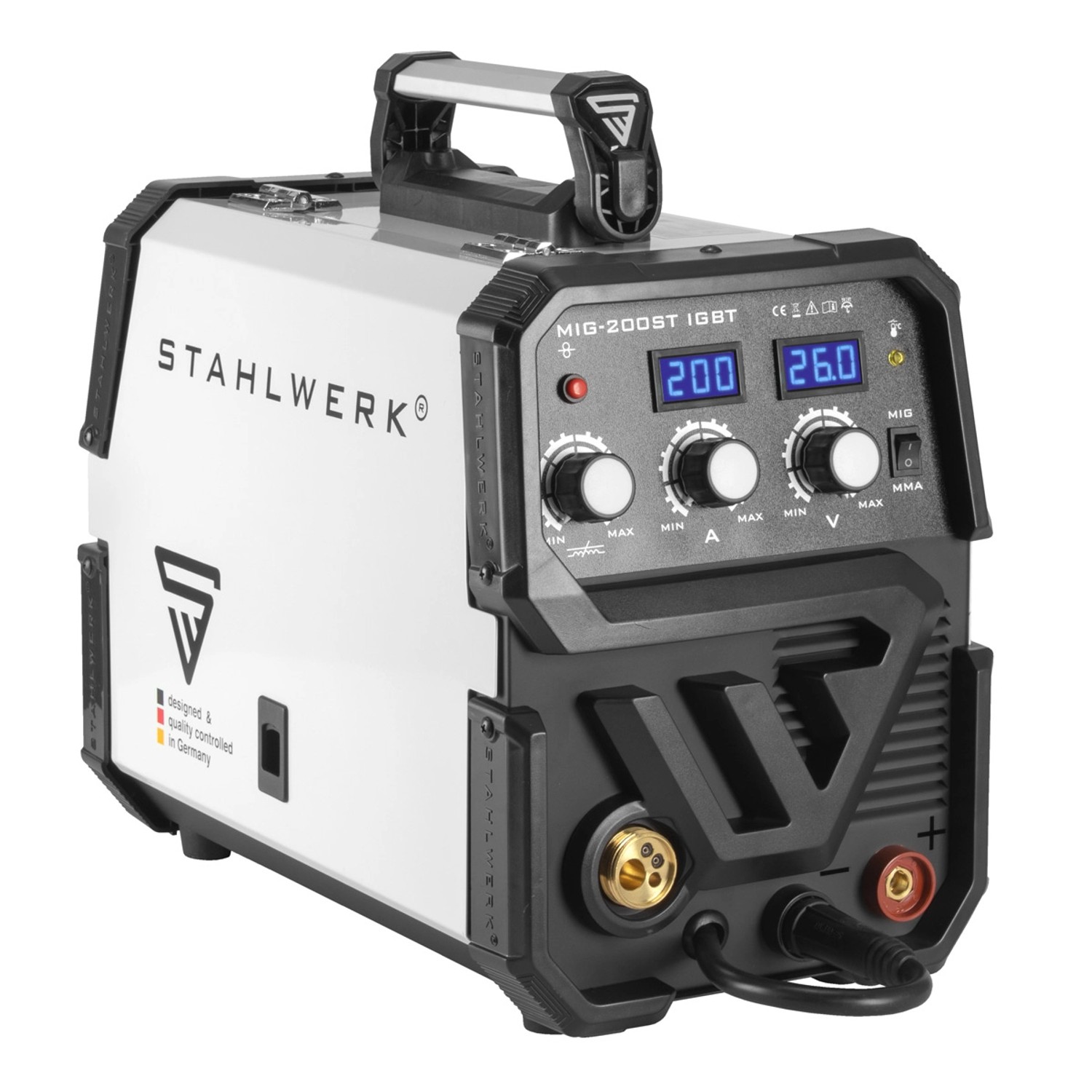 STAHLWERK Schweißgerät MIG MAG 200 ST IGBT Schutzgas mit 200 Ampere MMA