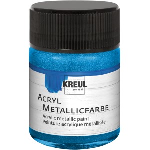 Kreul Acrylfarbe Metallic Blau, 50 ml. Metallisch schimmernde Farbe für kreative Projekte.