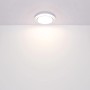 Weiße, runde LED-Deckenleuchte Foppa von Globo, Ø 40 cm, an der Decke montiert.