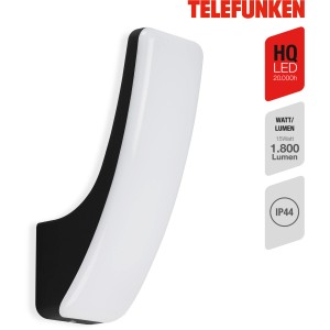 Moderne Telefunken LED-Außenleuchte Gent, 15W, schwarz, für die Wandmontage.