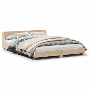 vidaXL Massivholzbett 160x200 cm aus Kiefernholz, unbehandelt, mit Lattenrost. Bett ohne Matratze.