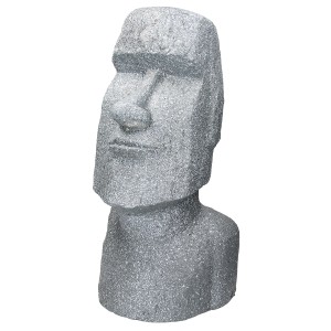 Graue Moai Figur Rapa Nui (53,5 cm) aus Kunstharz für exotische Deko.