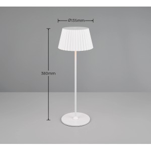 Weiße Reality LED-Tischleuchte Suarez, dimmbar, mit Ladestation, Höhe 39,1 cm.