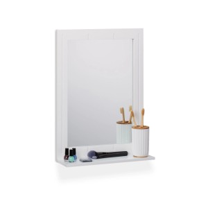 Relaxdays Badspiegel Glas MDF Weiß mit Ablage 55 cm x 40 cm x 12 cm 2,7 kg