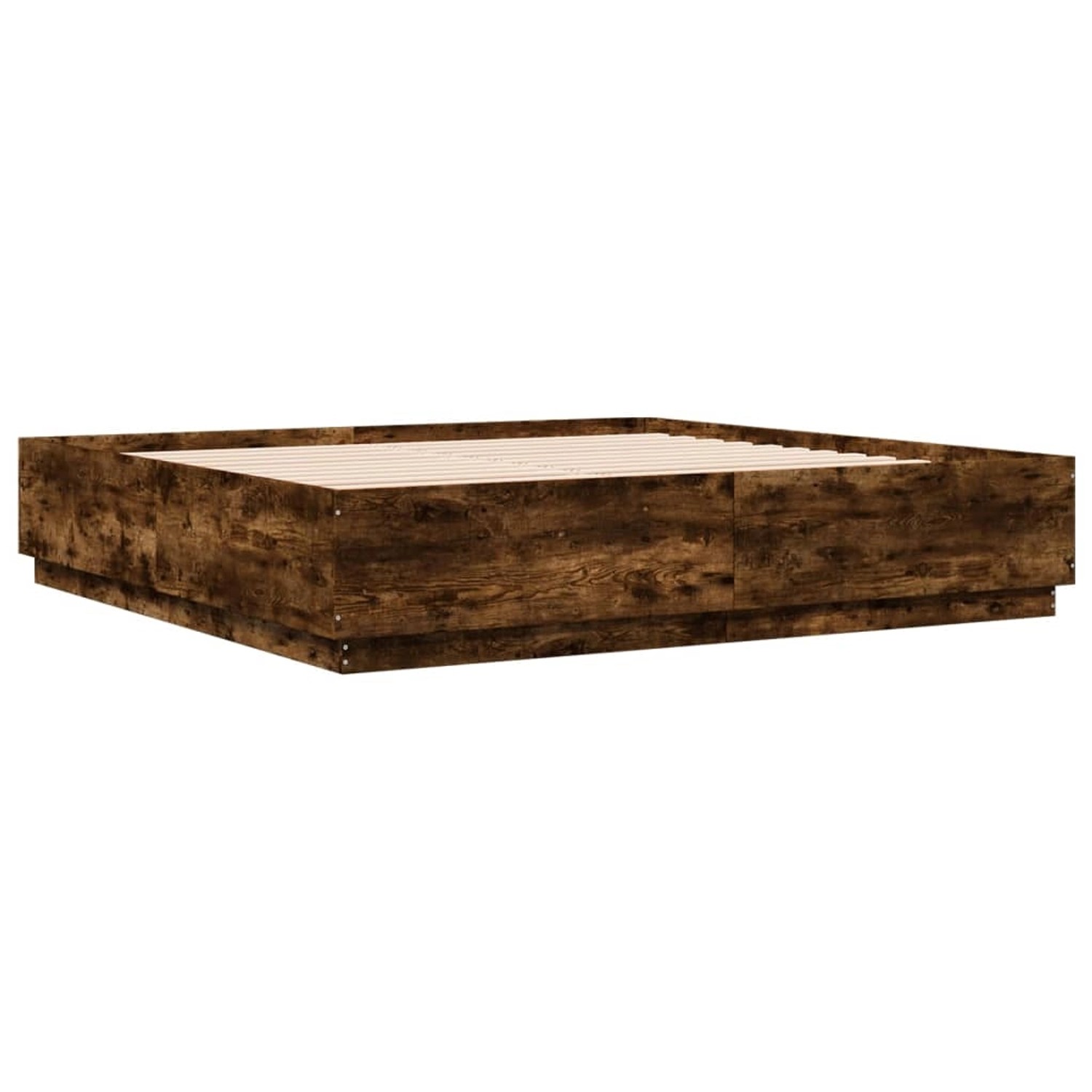 vidaXL Bettgestell mit LED Räuchereiche 200x200 cm Holzwerkstoff 3209587 günstig online kaufen