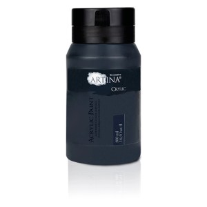 Artina Crylic Acrylfarbe, 500ml, Schwarz. Künstlerfarbe für Acrylmalerei mit hoher Deckkraft.