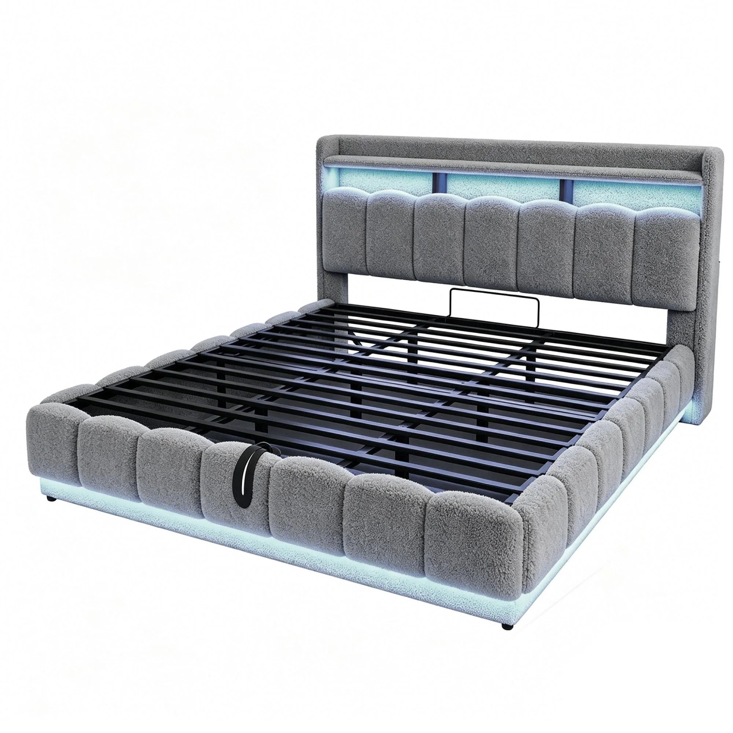 Merax Polsterbett 180x200cm LED USB Stauraum Grau
