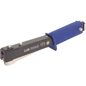 LUX Hammertacker Comfort für Feindrahtklammern (6-10mm) mit blauem Griff.