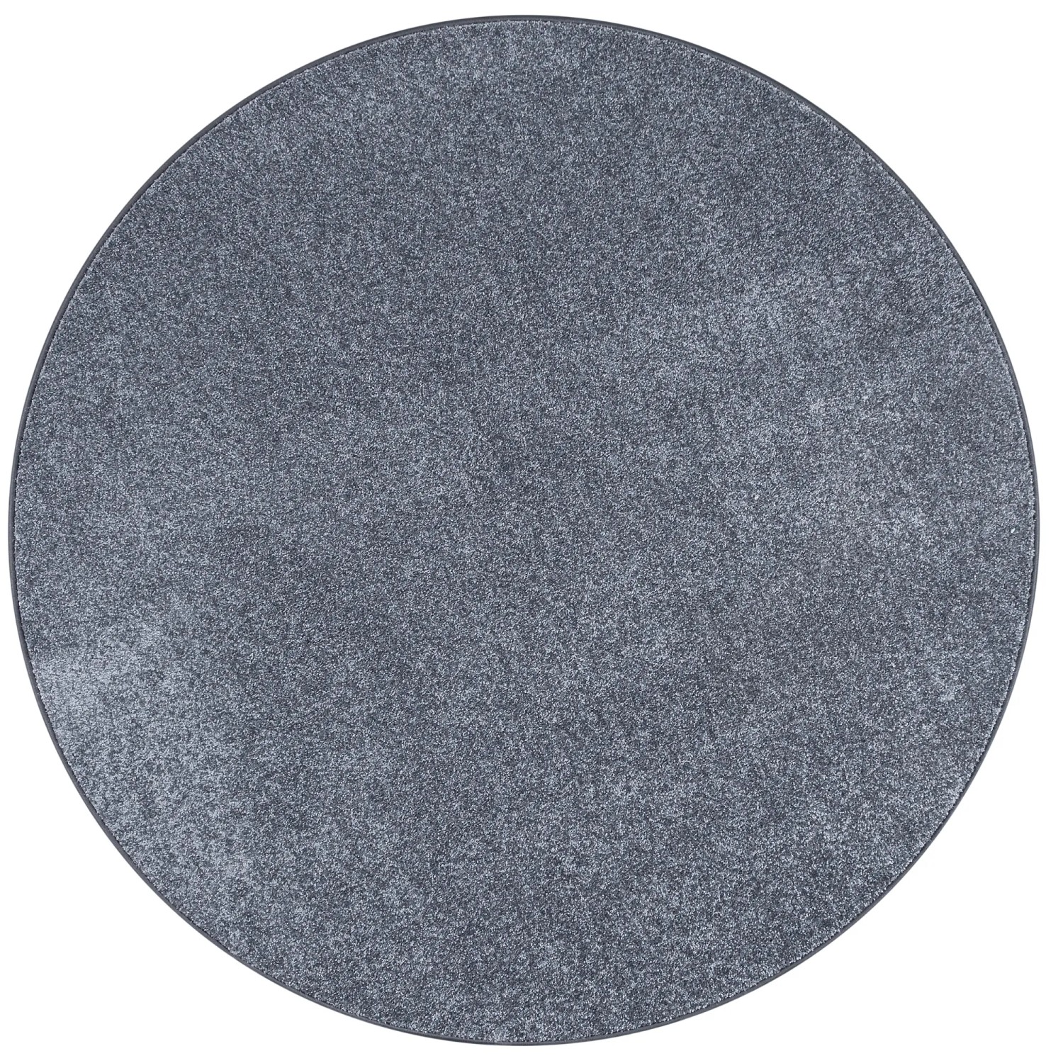 Runder, anthrazitfarbener Kurzflorteppich Shine Velours, 200 cm Durchmesser.
