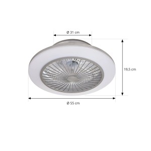 Lindby LED Deckenventilator mit Lampe Mamuti 10022133 Dimmbar Leselampe Modern in Alu aus Aluminium Wohnzimmerleuchte