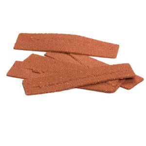 Elabrick Verblender Sahara, 5x21 cm, frostsicher, für Innen & Außen. Detailansicht der sandfarbenen Riemchen.