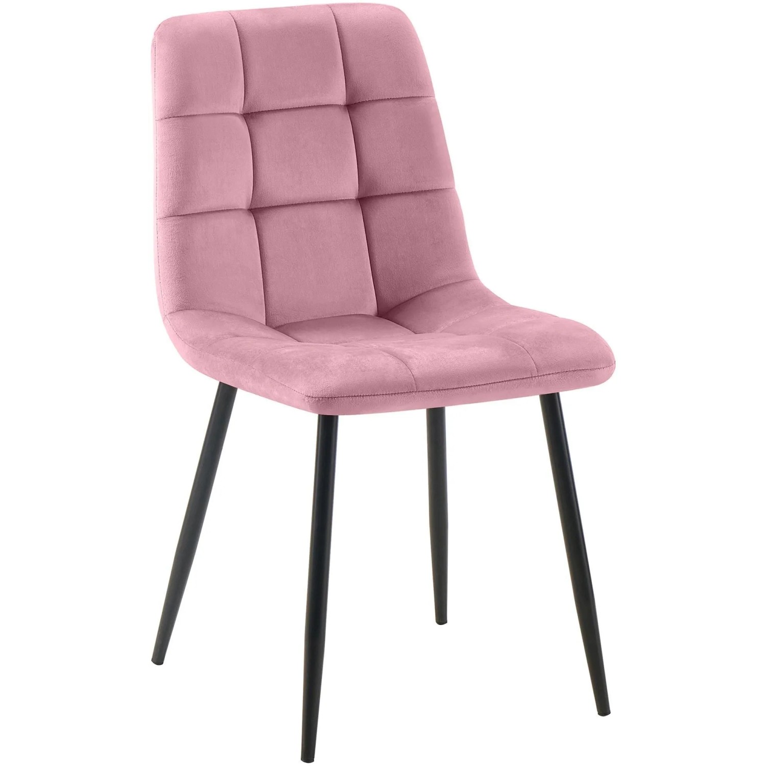 DELUKE Esszimmerstuhl FANOR Samt Rosa 45x55x84cm Essstühle Esszimmerstühle Küchenstühle Wohnzimmerstühle
