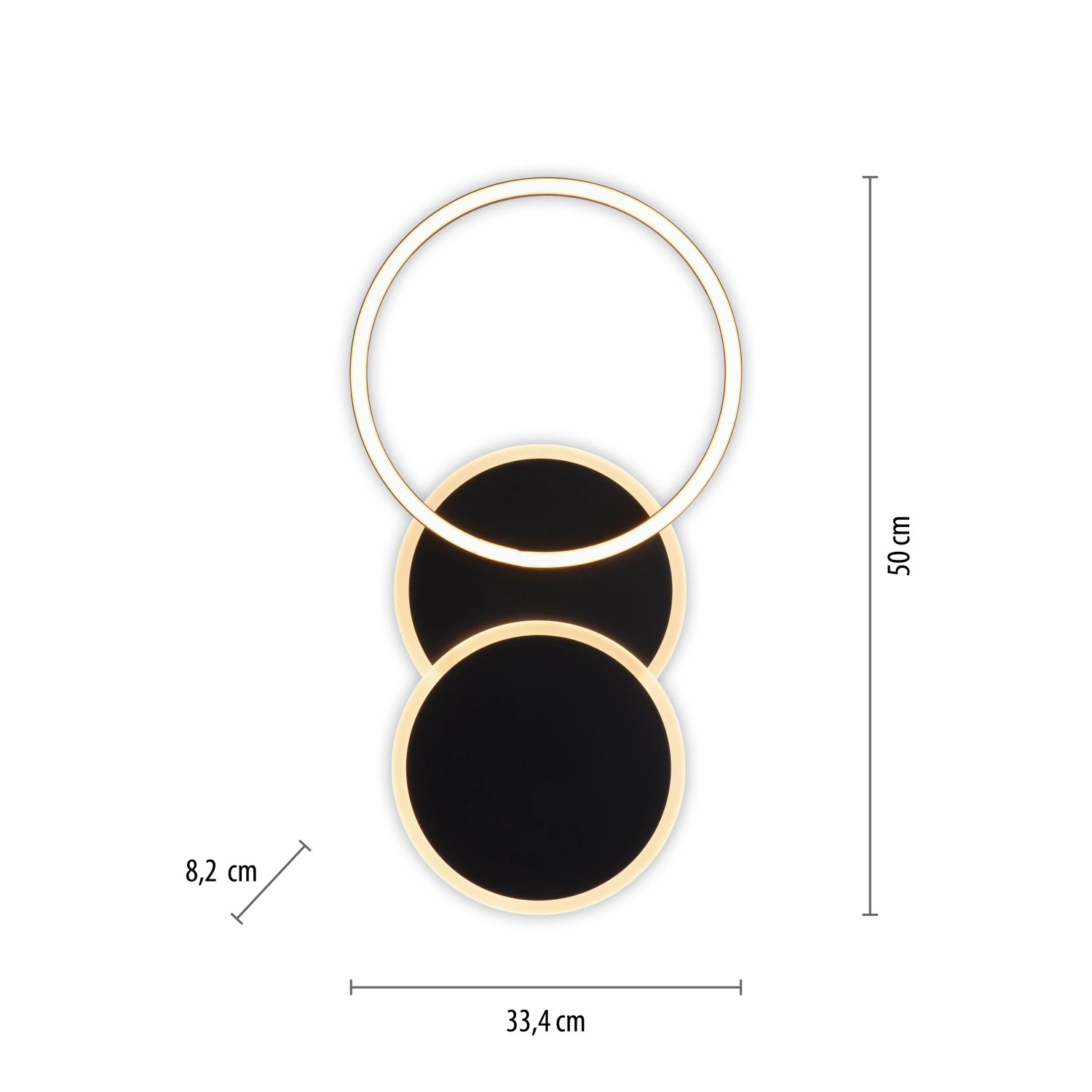 Moderne schwarze LED-Deckenleuchte Sevent von Just Light, 8,2 x 33,4 cm, mit kreisförmigem Design.