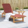 Rote vidaXL Sonnenliege mit Akazienholz-Gestell und kleinem Tisch für Garten oder Terrasse.