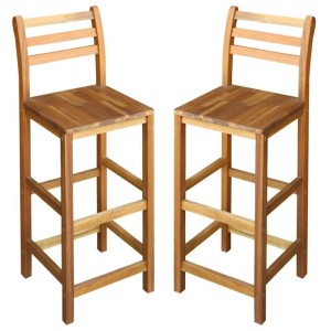 DELUKE Barhocker LENI 2er Set Massivholz Akazie Barstühle Küchenhocker Thekenhocker Für Küche Hausbar