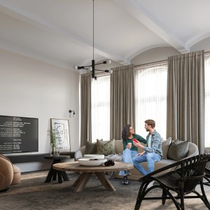 Schwarzer Sollux Lighting Kronleuchter Duomo 3D im modernen Wohnzimmer.