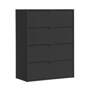 Anthrazitfarbene mokebo Kommode mit 4 Schubladen, vielseitig als Sideboard oder Anrichte nutzbar.