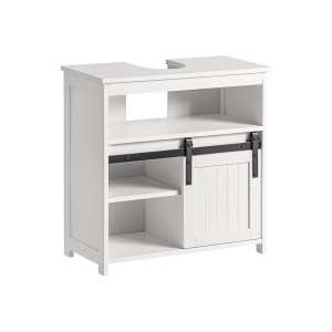 SoBuy Waschbeckenunterschrank BZR61-W, weiß, mit Schiebetür. Badmöbel zur platzsparenden Aufbewahrung.