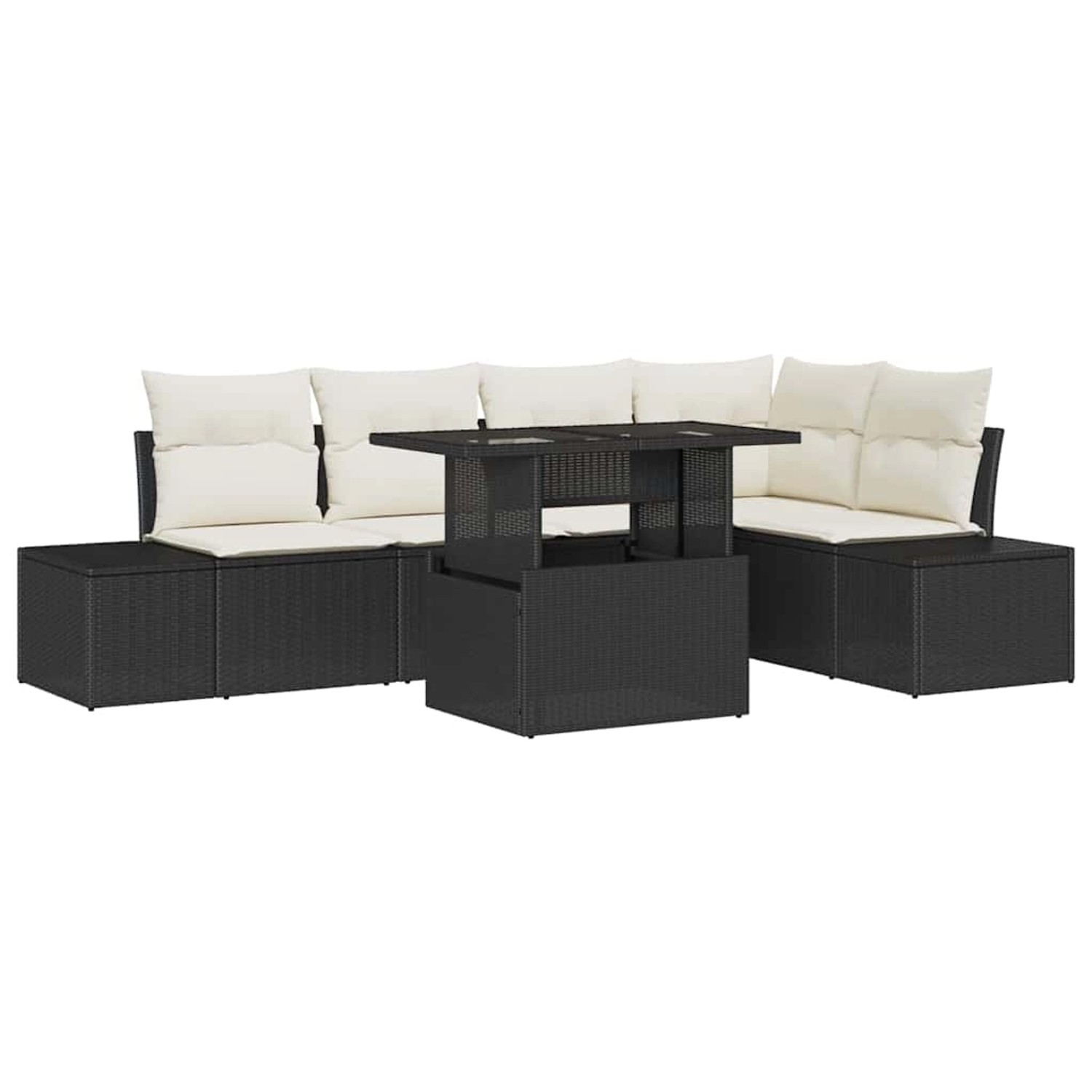 vidaXL Garten-Sofa-Set mit Speicher 6-Tlg Schwarz Poly Rattan 3357920 günstig online kaufen