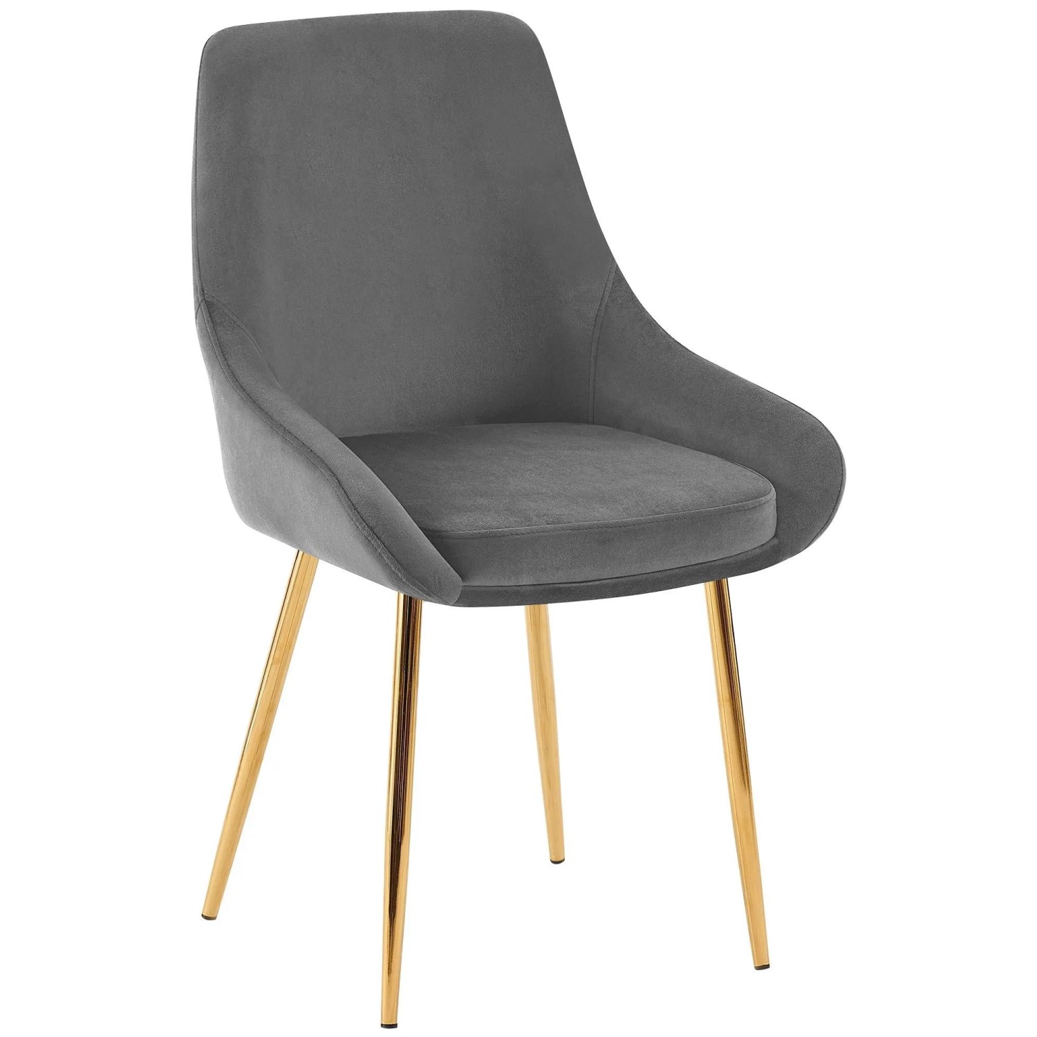 DELUKE Esszimmerstuhl PUNAR Samt Dunkelgrau 50x53x86cm Gold Essstühle Esszimmerstühle Küchenstühle Wohnzimmerstühle